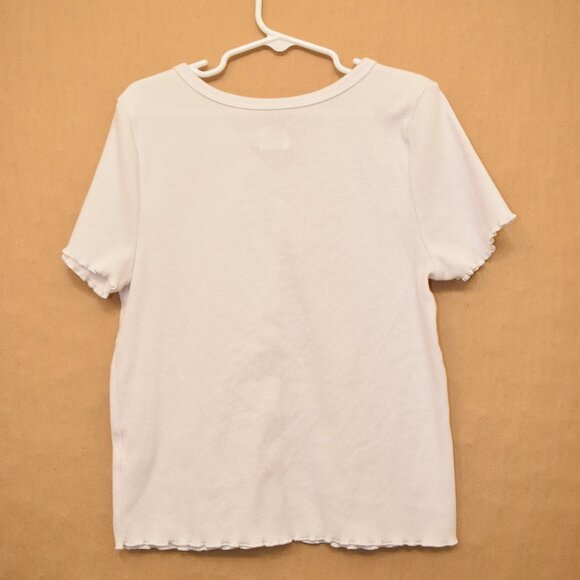 Wonder Nation White Button-Front Ribbed Tee | Size L (10–12) - Picture 3 of 5